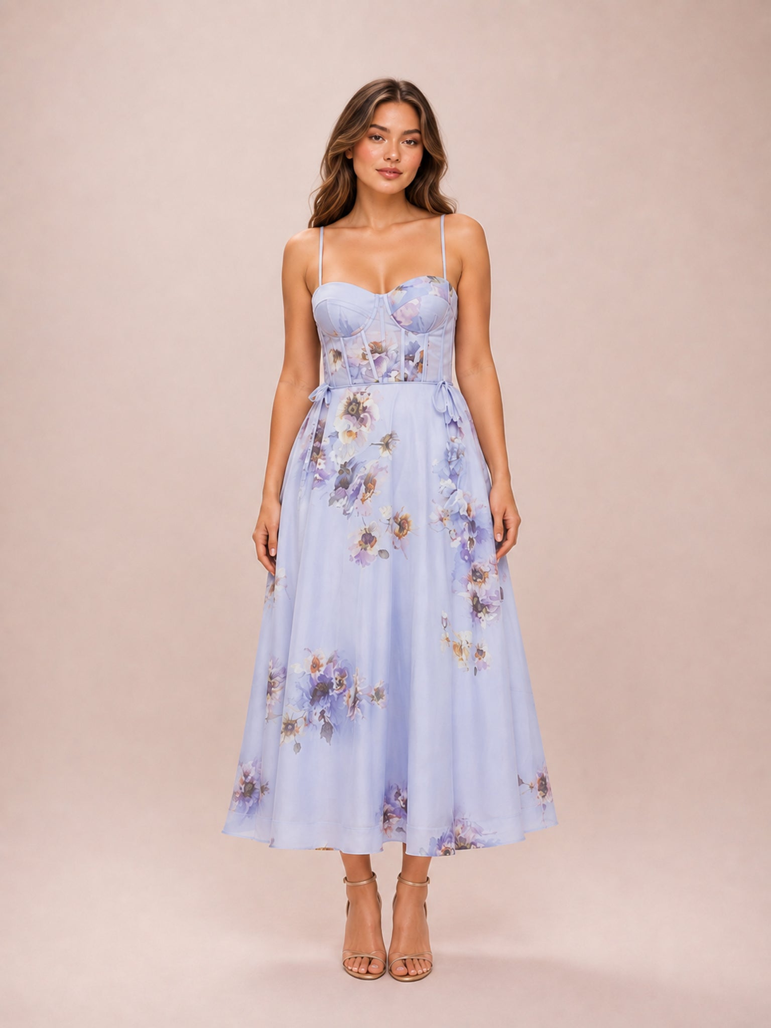 Hypnotic Picnic Midi Dress in Lilac Poppy