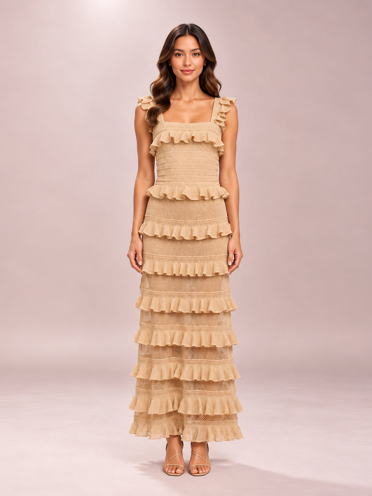 Illuminate Lace Frill Midi Dress