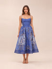 Rebellion Beaded Picnic Midi Dress Mermaid Blue