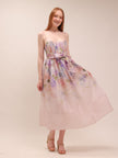 Dawning Floral Silk and Linen Corset Dress