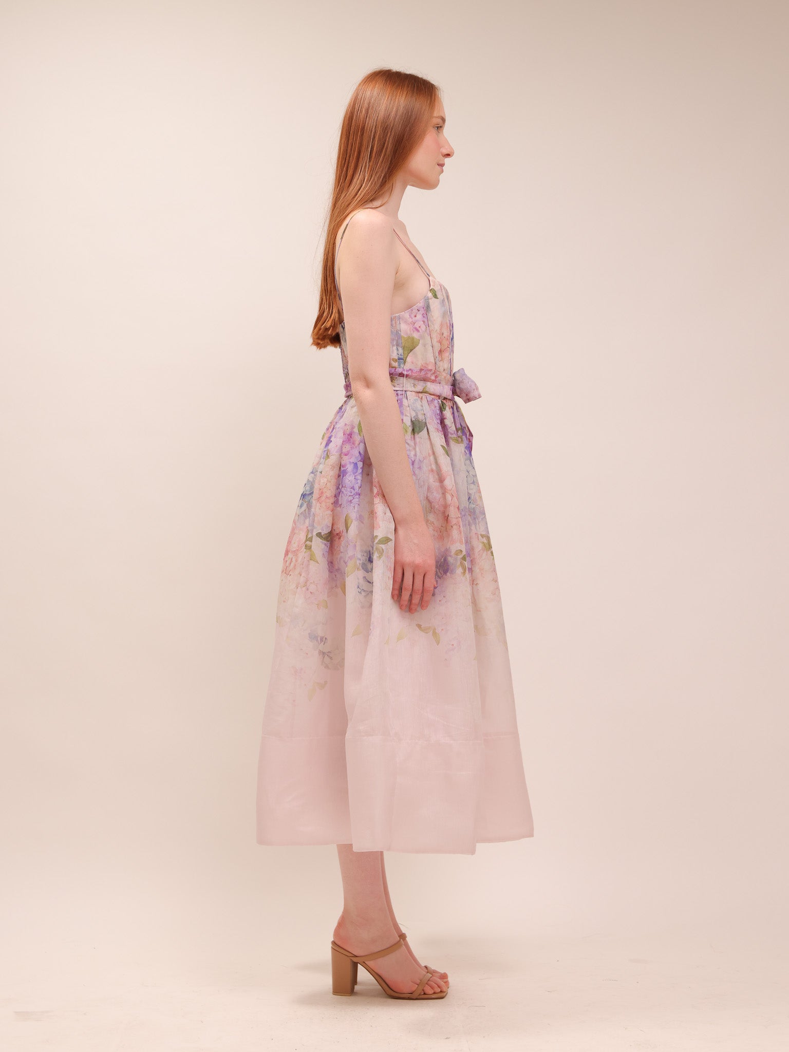 Dawning Floral Silk and Linen Corset Dress