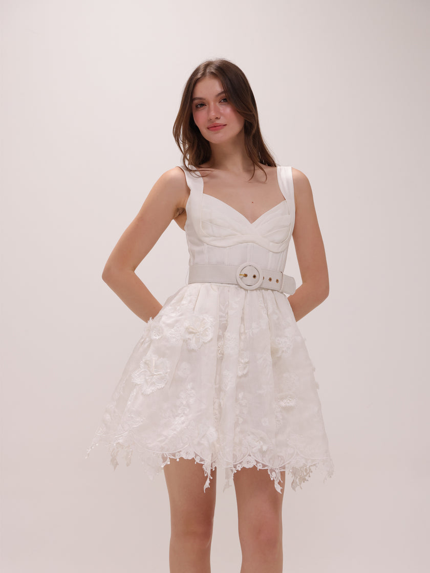 High Tide Embroidered Corset Mini Dress