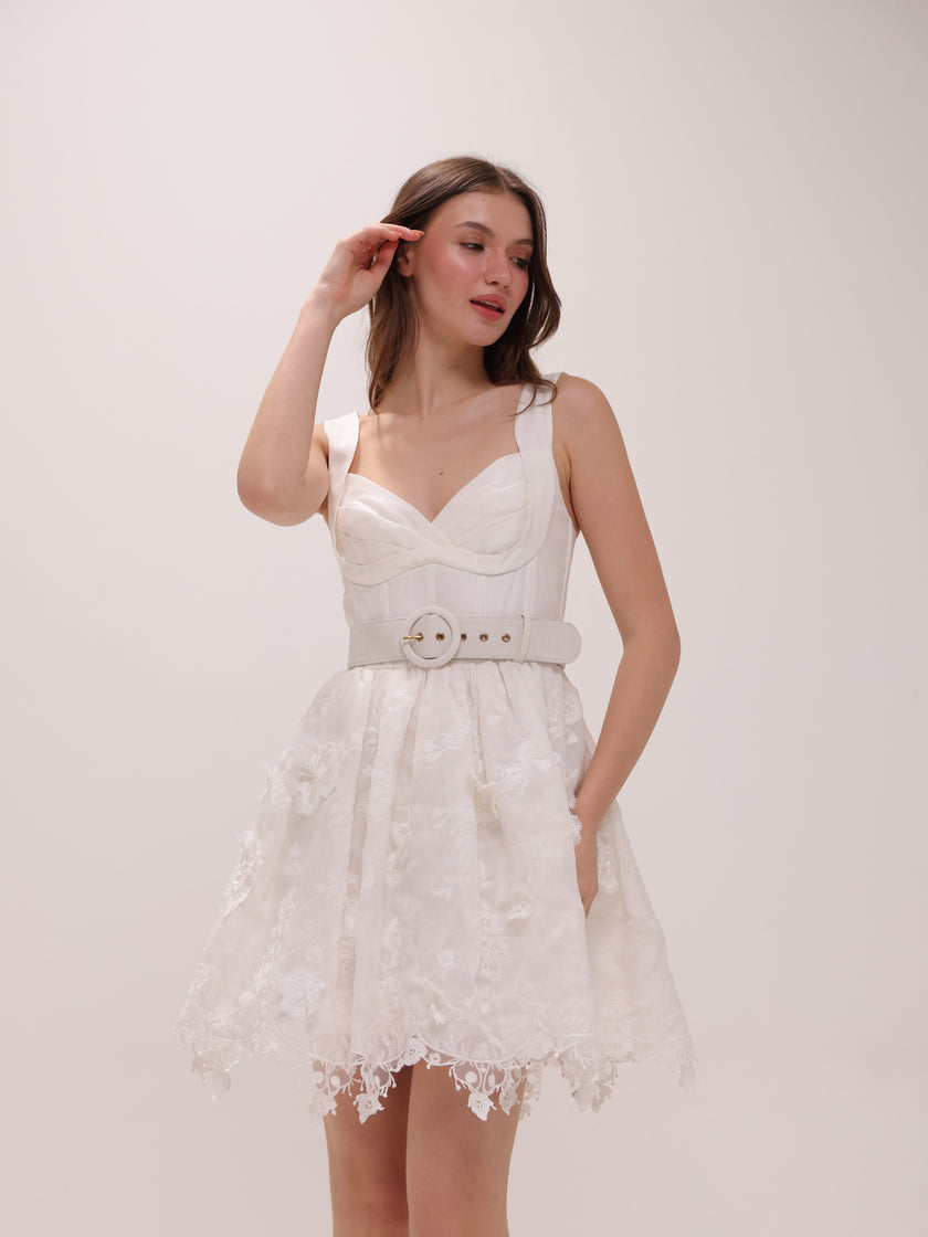 High Tide Embroidered Corset Mini Dress