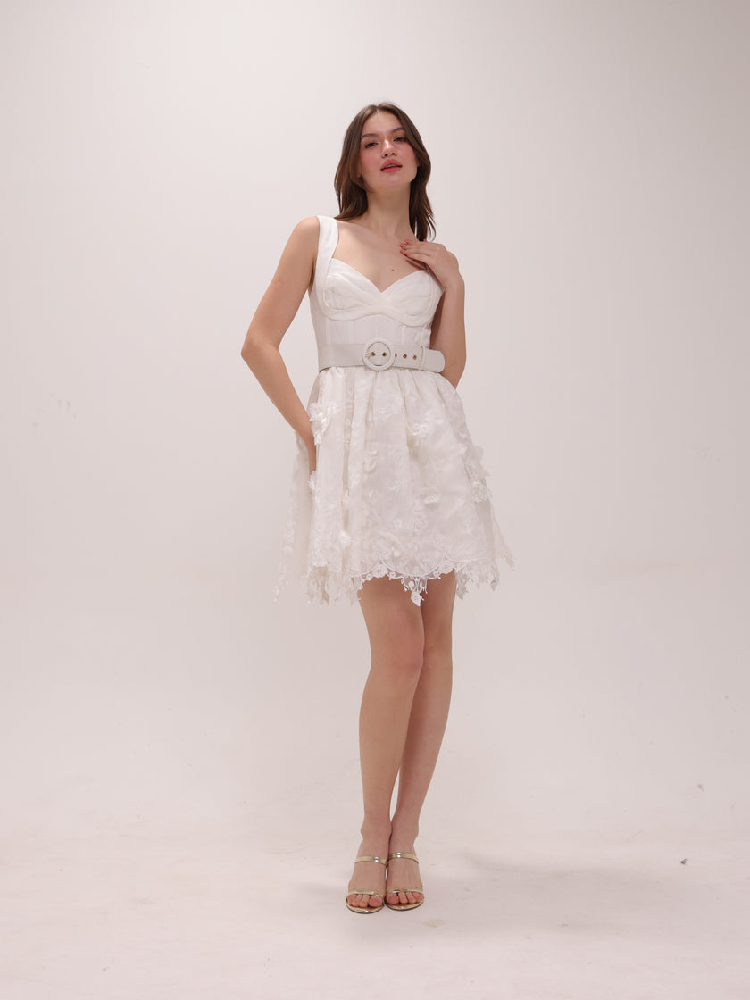 High Tide Embroidered Corset Mini Dress