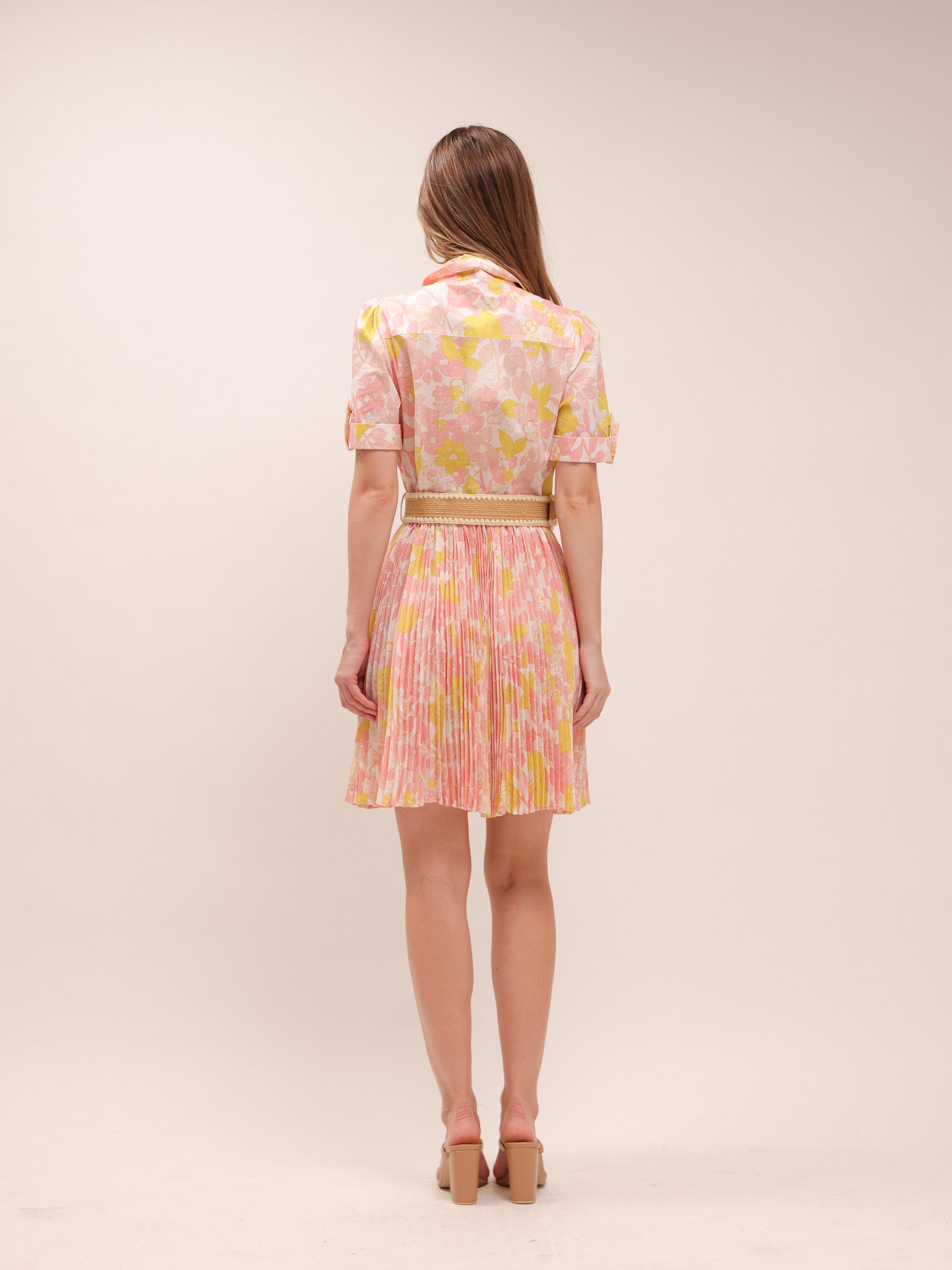 Pop Floral Pleated Mini Dress