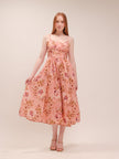 Rosa Lace-Up Floral-Print Poplin Midi Dress