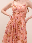 Rosa Lace-Up Floral-Print Poplin Midi Dress