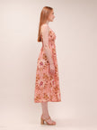 Rosa Lace-Up Floral-Print Poplin Midi Dress