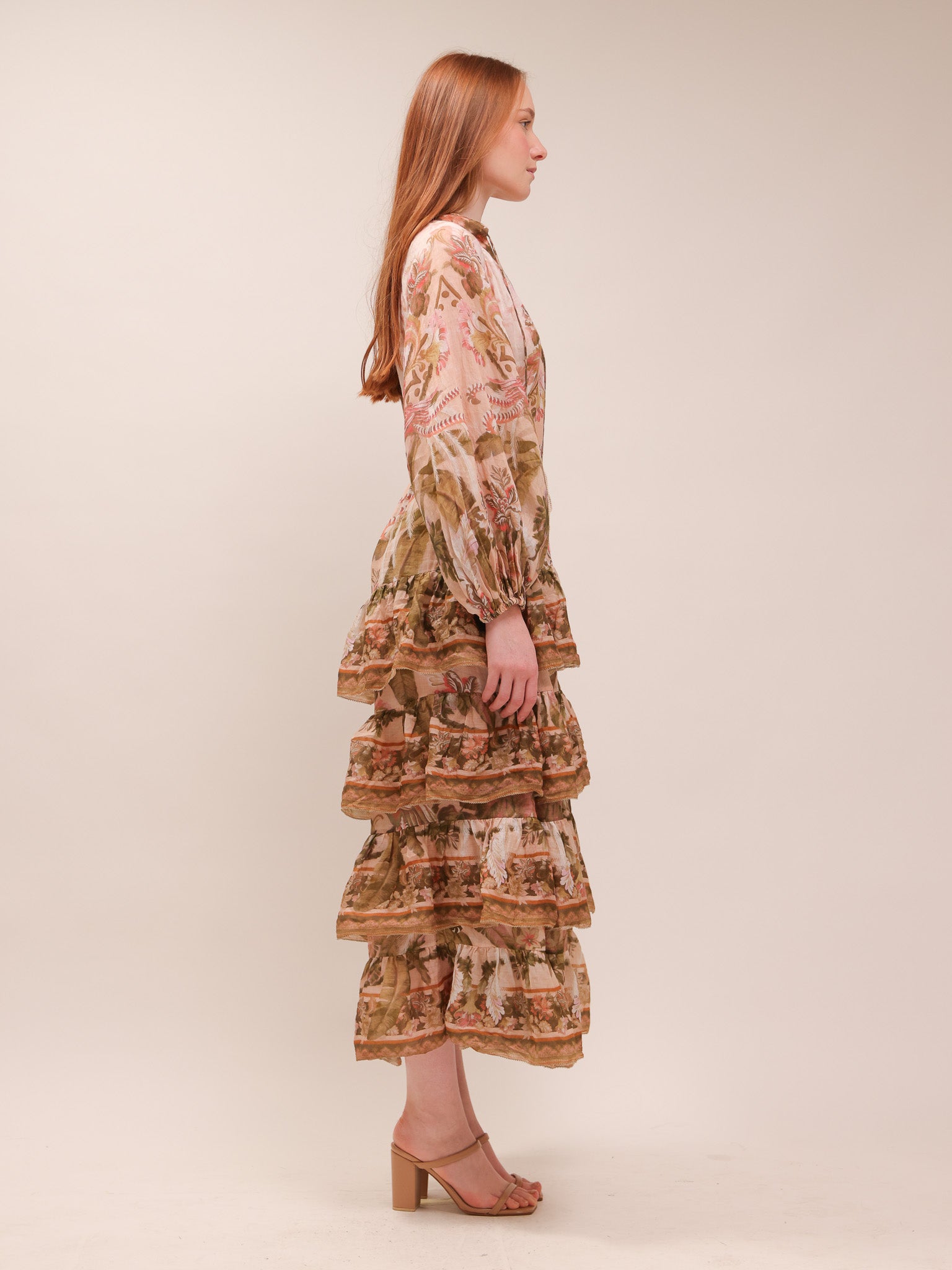 Lyre Tiered Billow Midi Dress