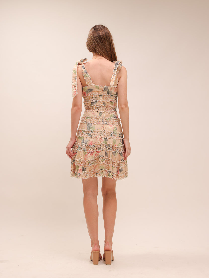 Kirra Embroidered Mini Dress Vintage Floral Print