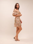 Painted Hearts Folds Mini Dress Peach Tapestry