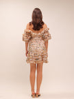 Painted Hearts Folds Mini Dress Peach Tapestry