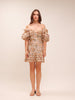 Painted Hearts Folds Mini Dress Peach Tapestry
