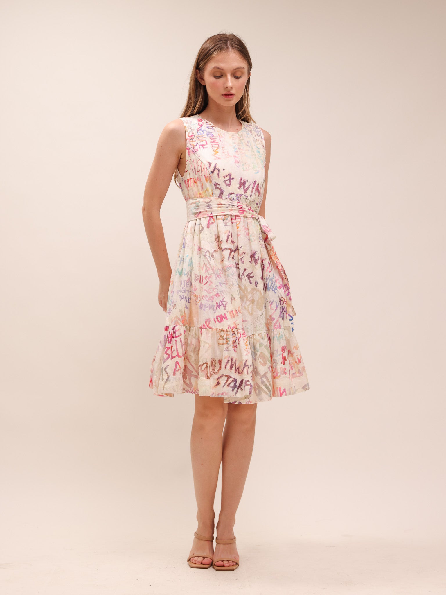 Abstract Script Mini Dress