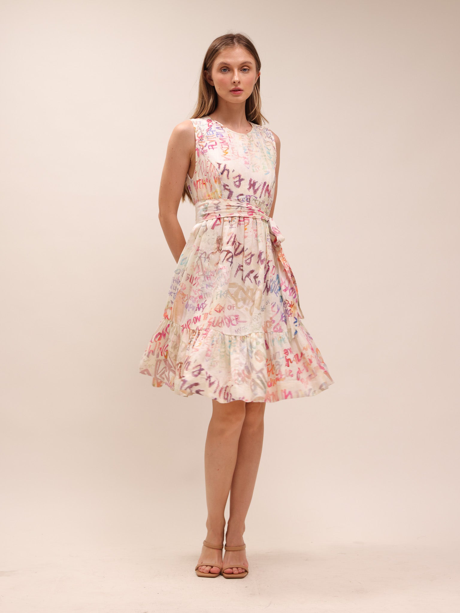 Abstract Script Mini Dress