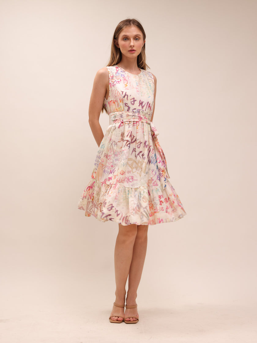 Abstract Script Mini Dress