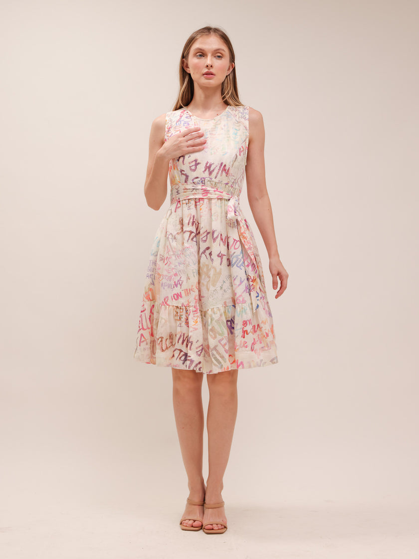 Abstract Script Mini Dress