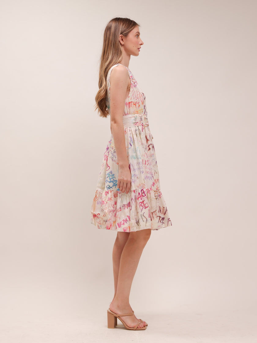 Abstract Script Mini Dress