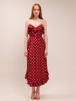 Silk Polka Dot Tie-Waist Dress