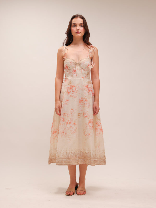 Rosalie Floral Corset Midi Dress