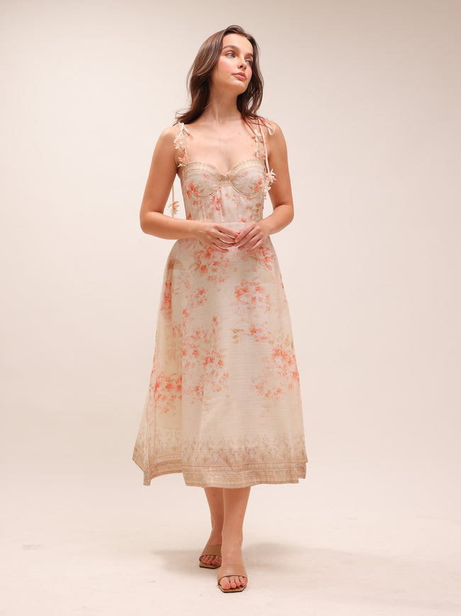 Rosalie Floral Corset Midi Dress
