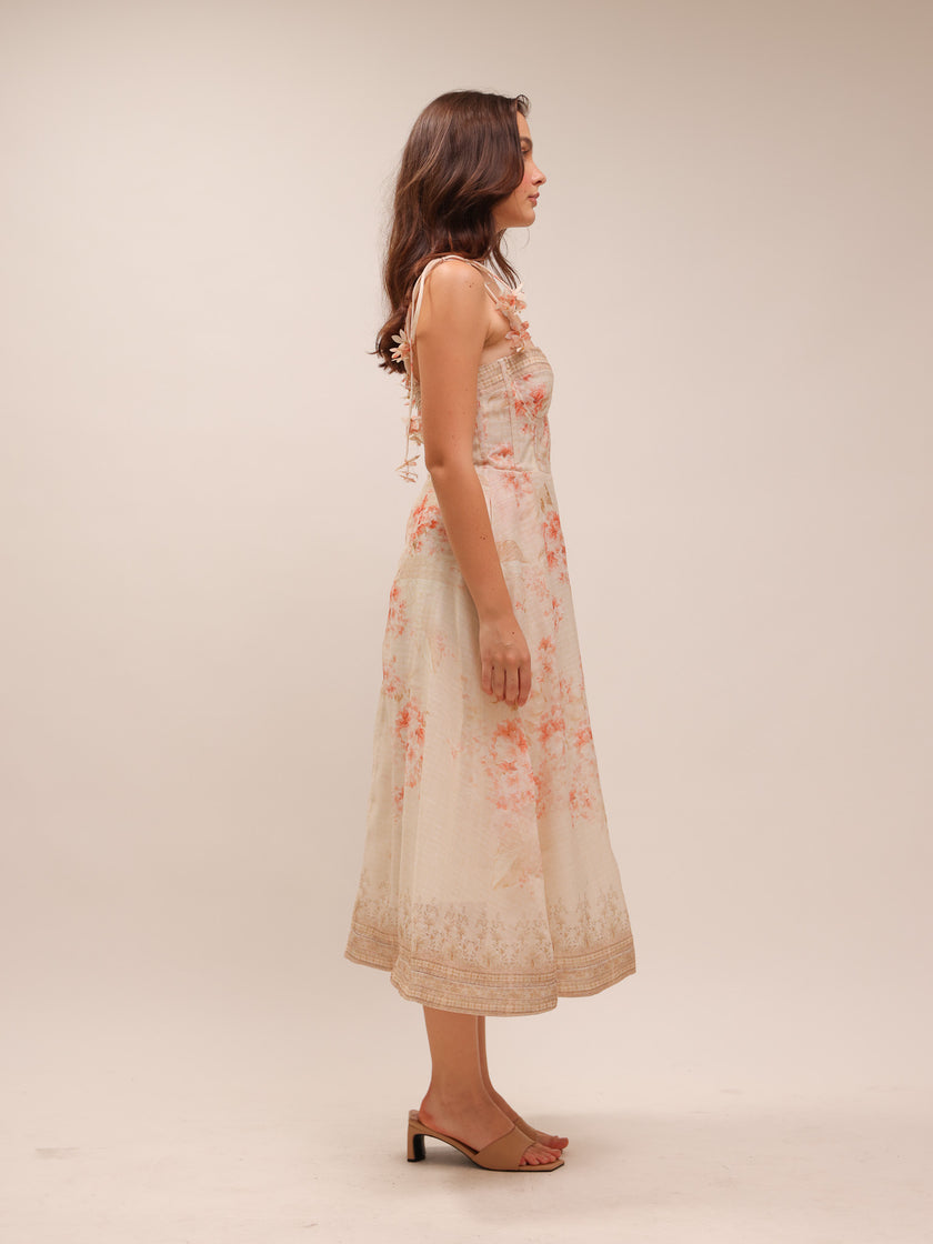 Rosalie Floral Corset Midi Dress