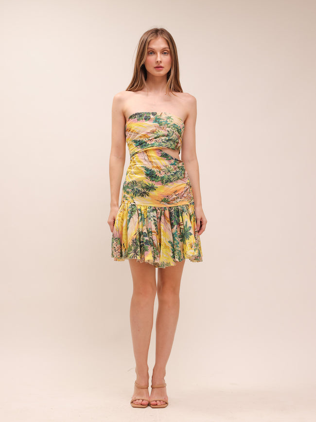 Juliette Cut Out Mini Dress Print