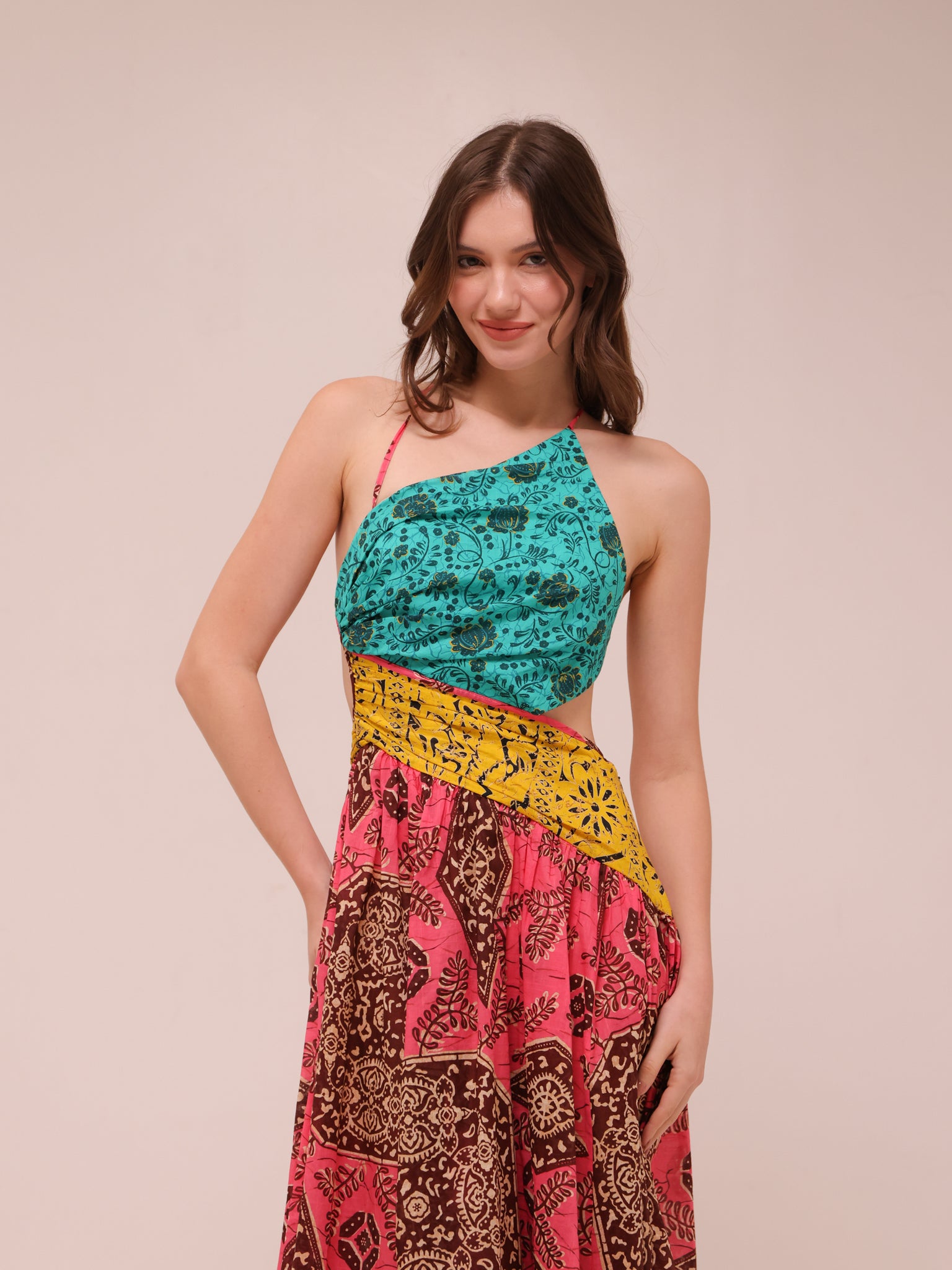 Lulu Asymmetric Ruched Dress