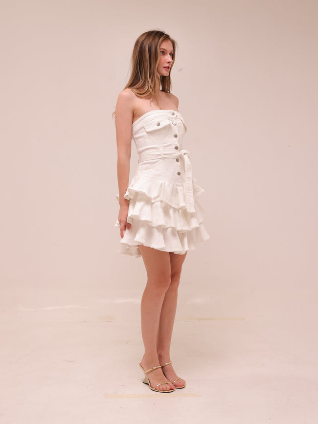 Strapless Ruffle Mini Dress