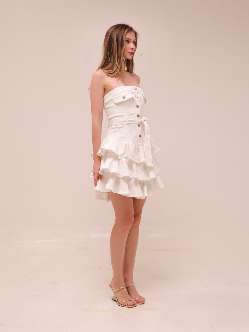 Strapless Ruffle Mini Dress