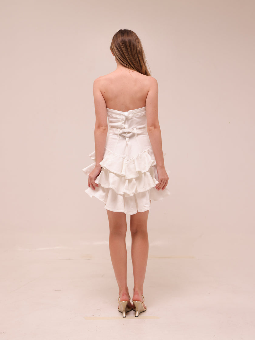 Strapless Ruffle Mini Dress