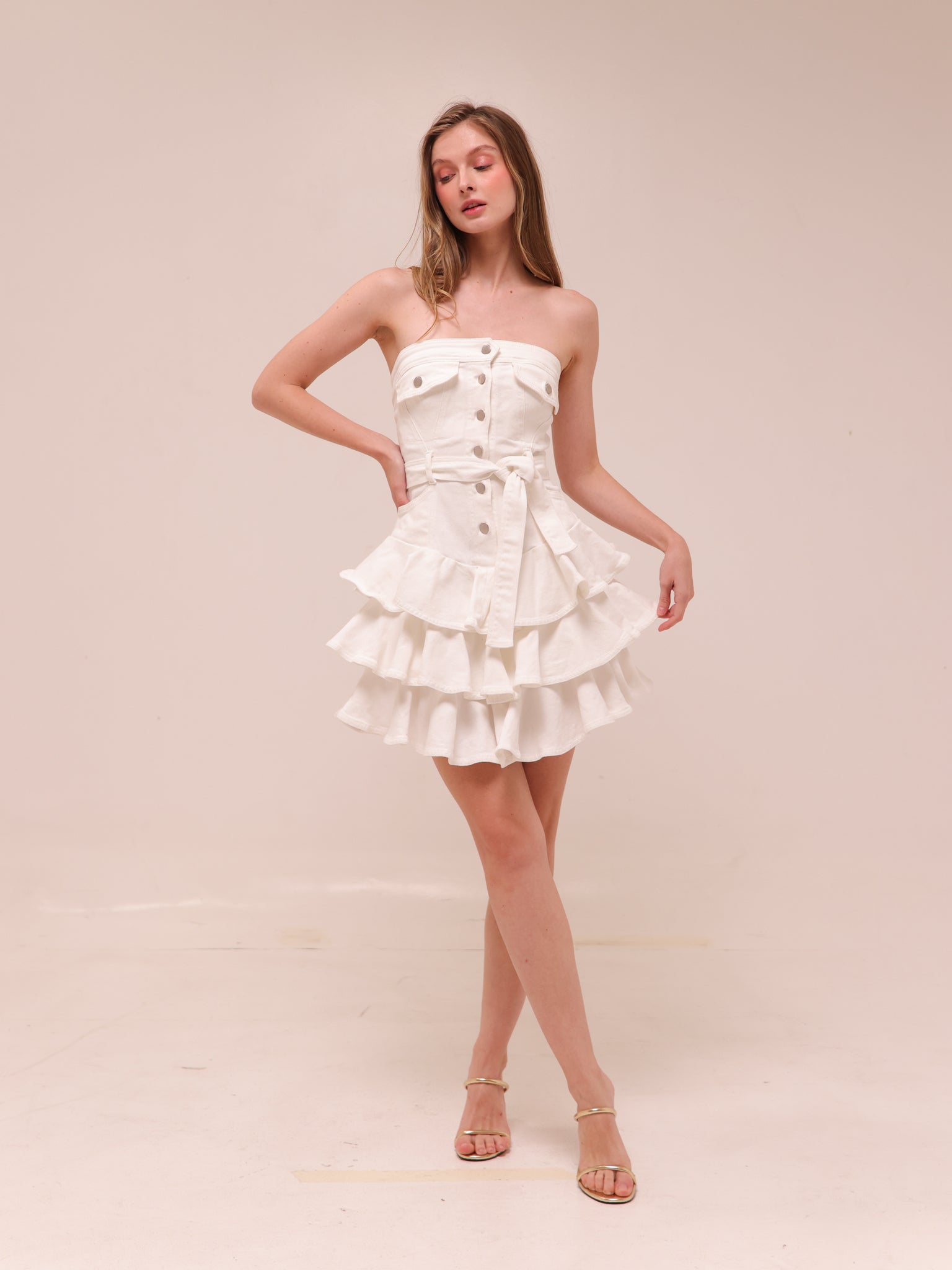 Strapless Ruffle Mini Dress