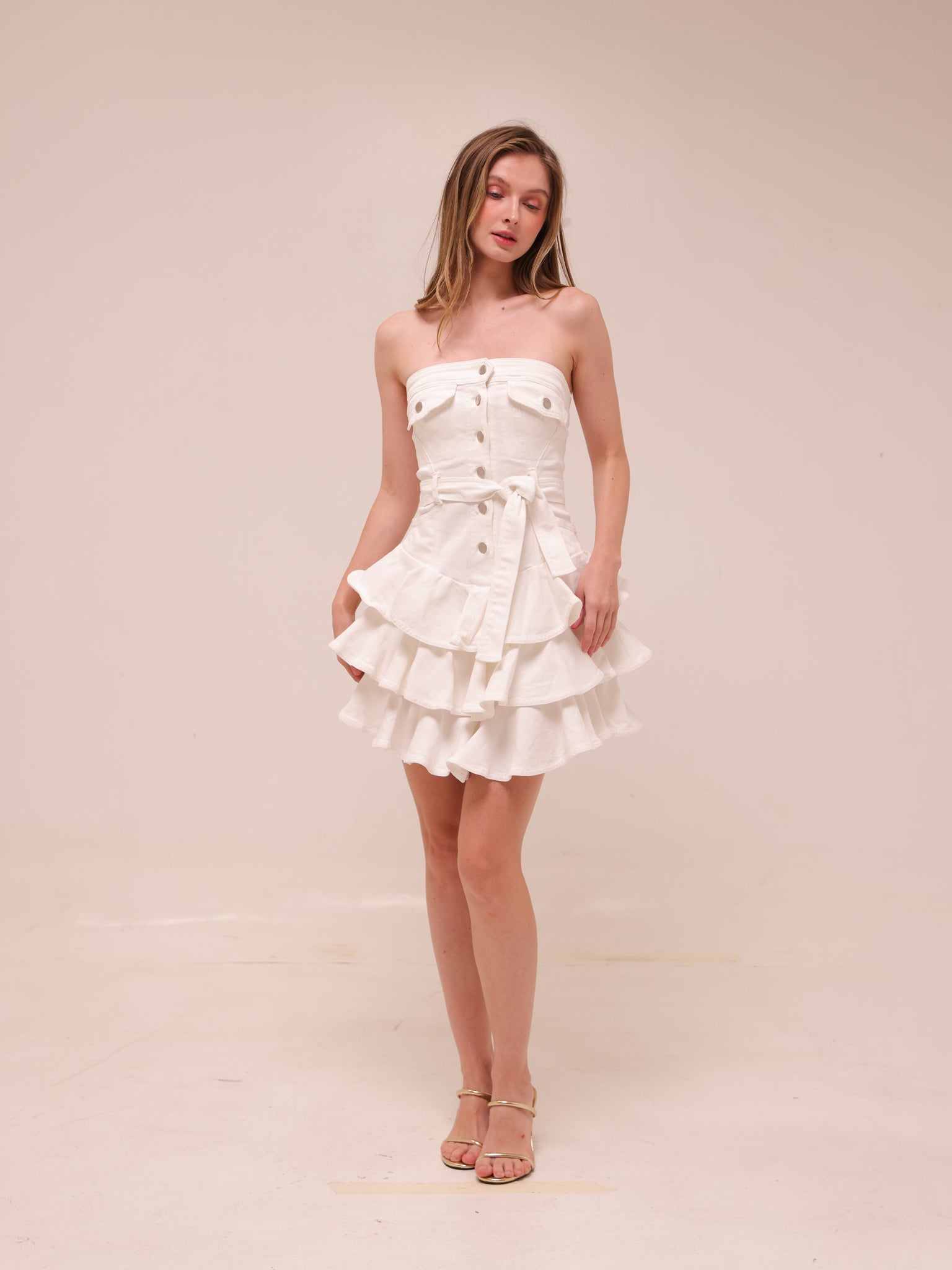 Strapless Ruffle Mini Dress