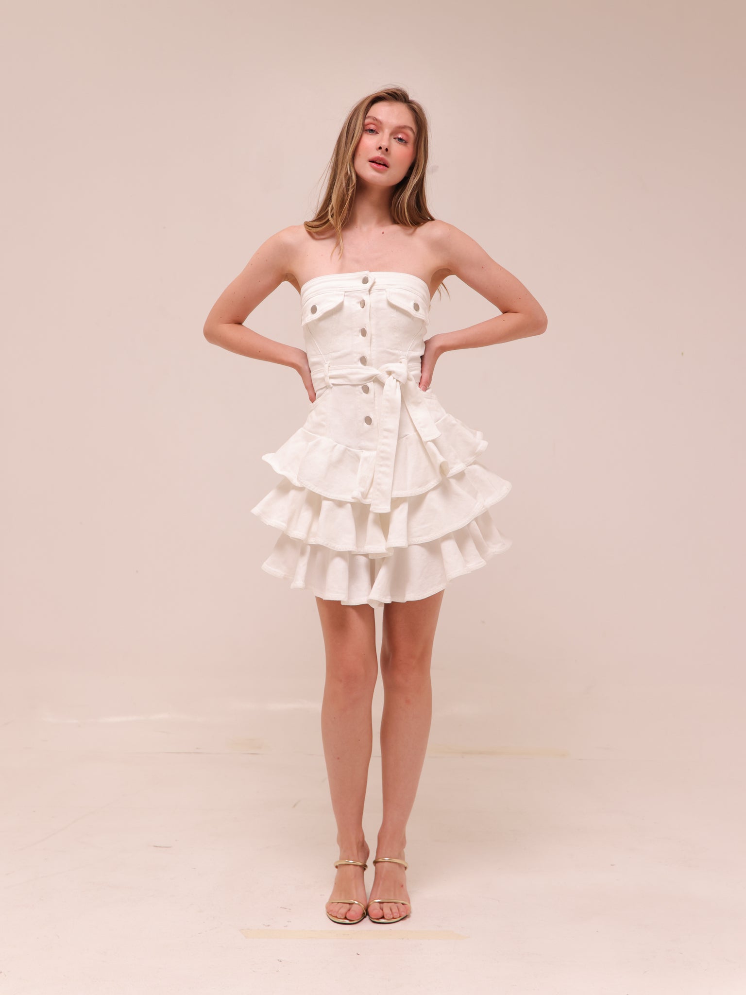 Strapless Ruffle Mini Dress