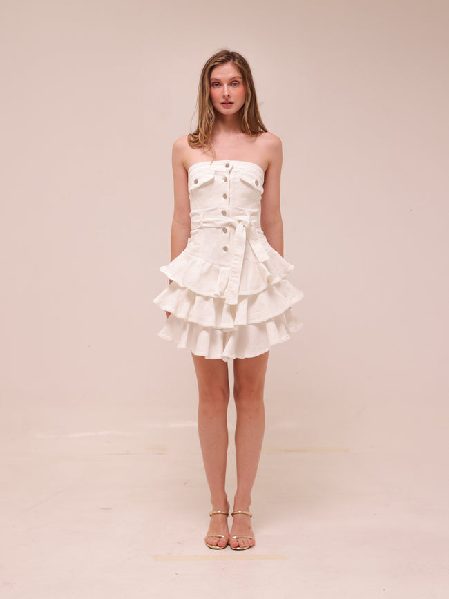Strapless Ruffle Mini Dress