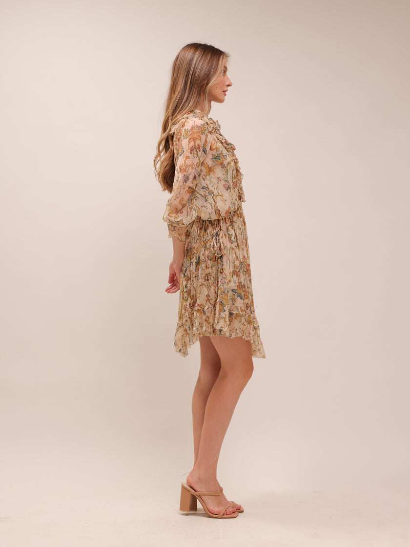 Chintz Floral Flared-Hem Mini Dress