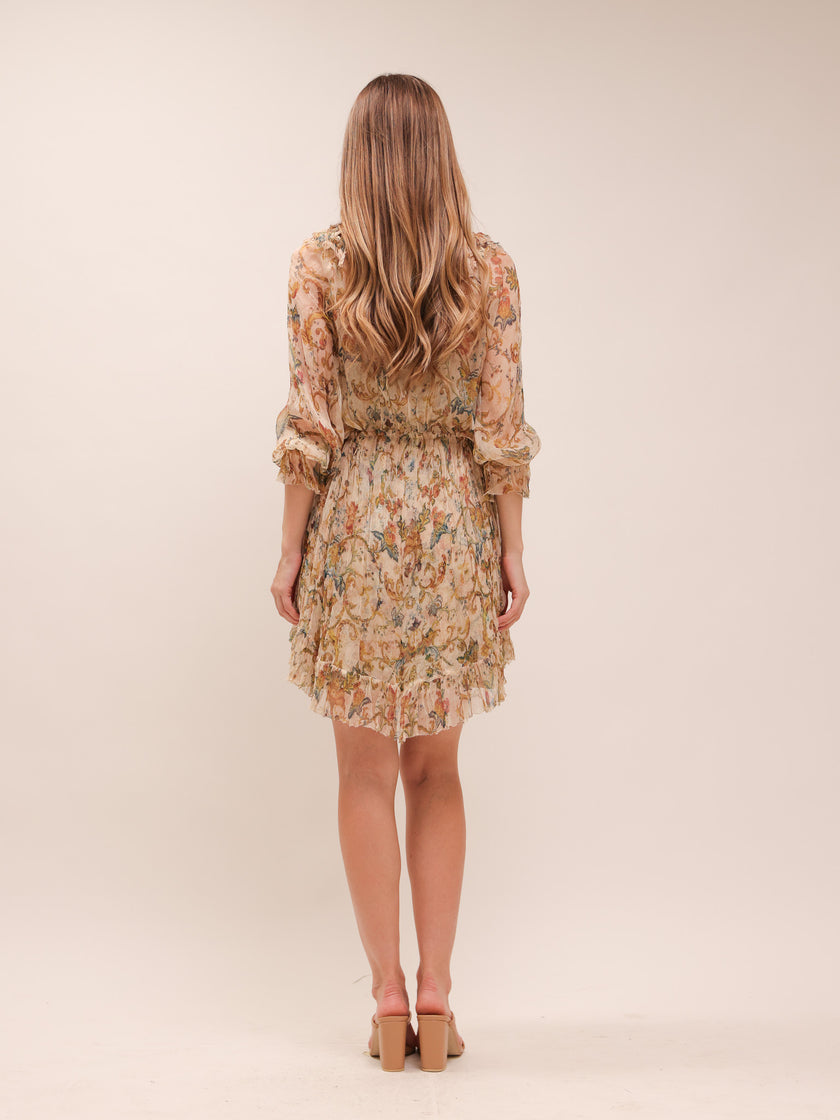 Chintz Floral Flared-Hem Mini Dress