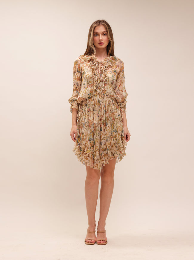 Chintz Floral Flared-Hem Mini Dress