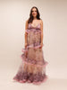 Crush Printed Ruffled Silk Organza Gown