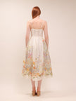 Natura Ruched Midi Dress in Ivory Wild Flowers