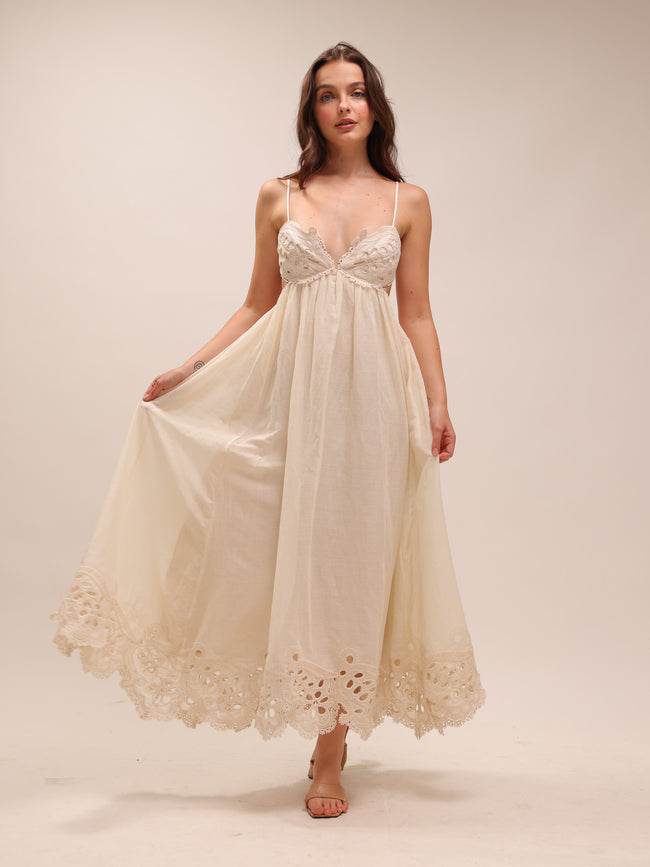Coco Embroidered Ramie Maxi Dress