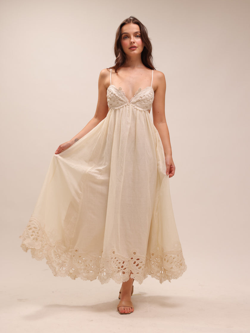 Coco Embroidered Ramie Maxi Dress