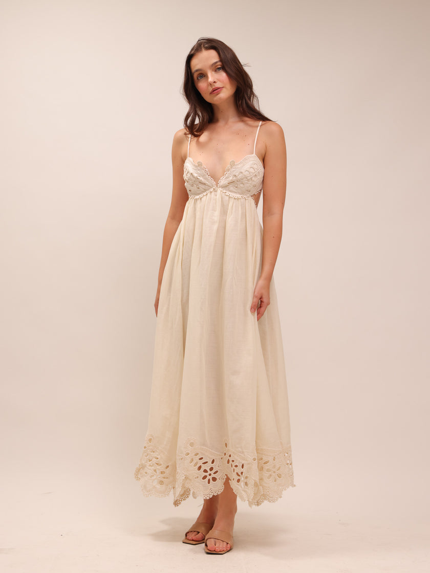 Coco Embroidered Ramie Maxi Dress