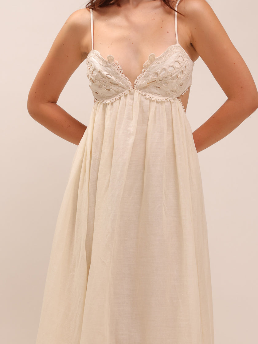 Coco Embroidered Ramie Maxi Dress
