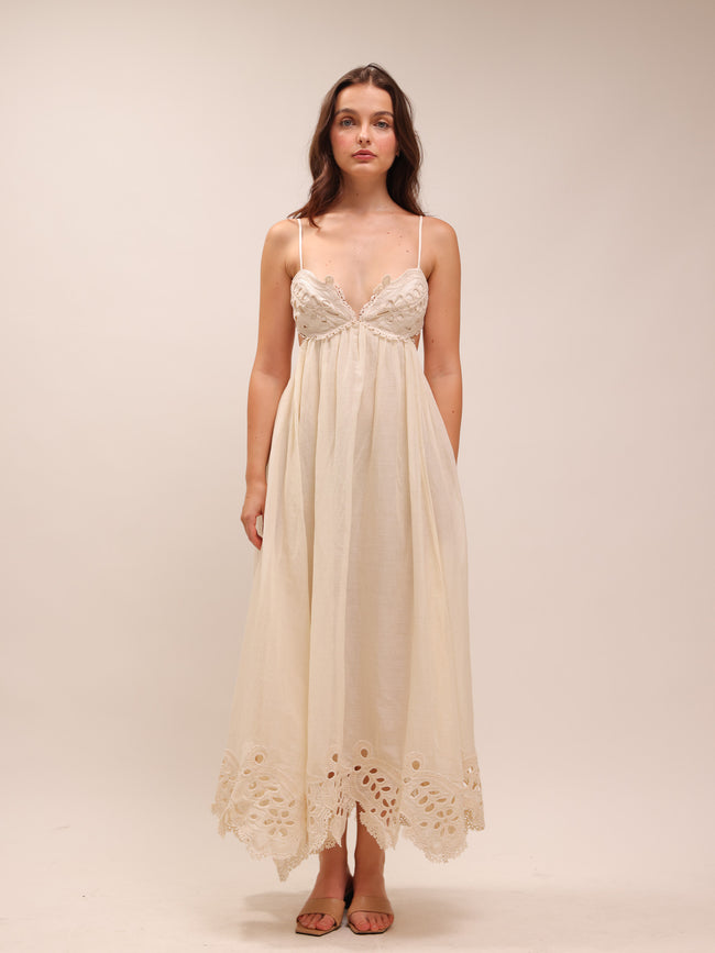 Coco Embroidered Ramie Maxi Dress