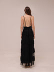 Sheer Tiered Deep V Maxi Dress