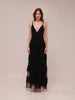 Sheer Tiered Deep V Maxi Dress