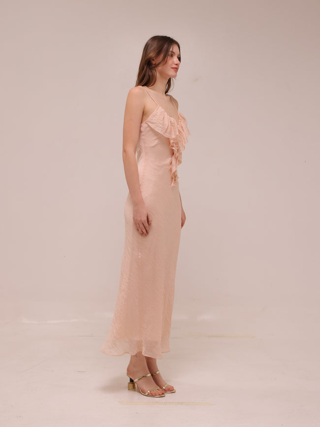 Ruffled Midi Slip Dress