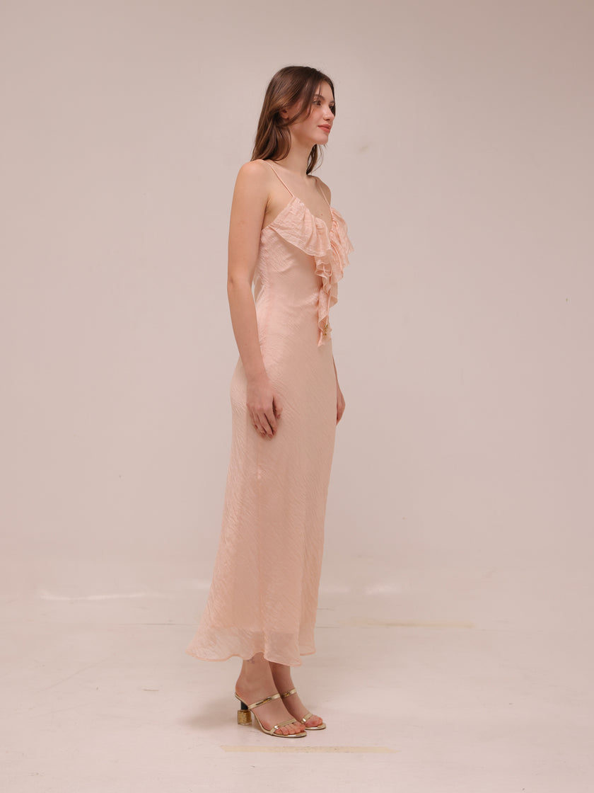 Ruffled Midi Slip Dress