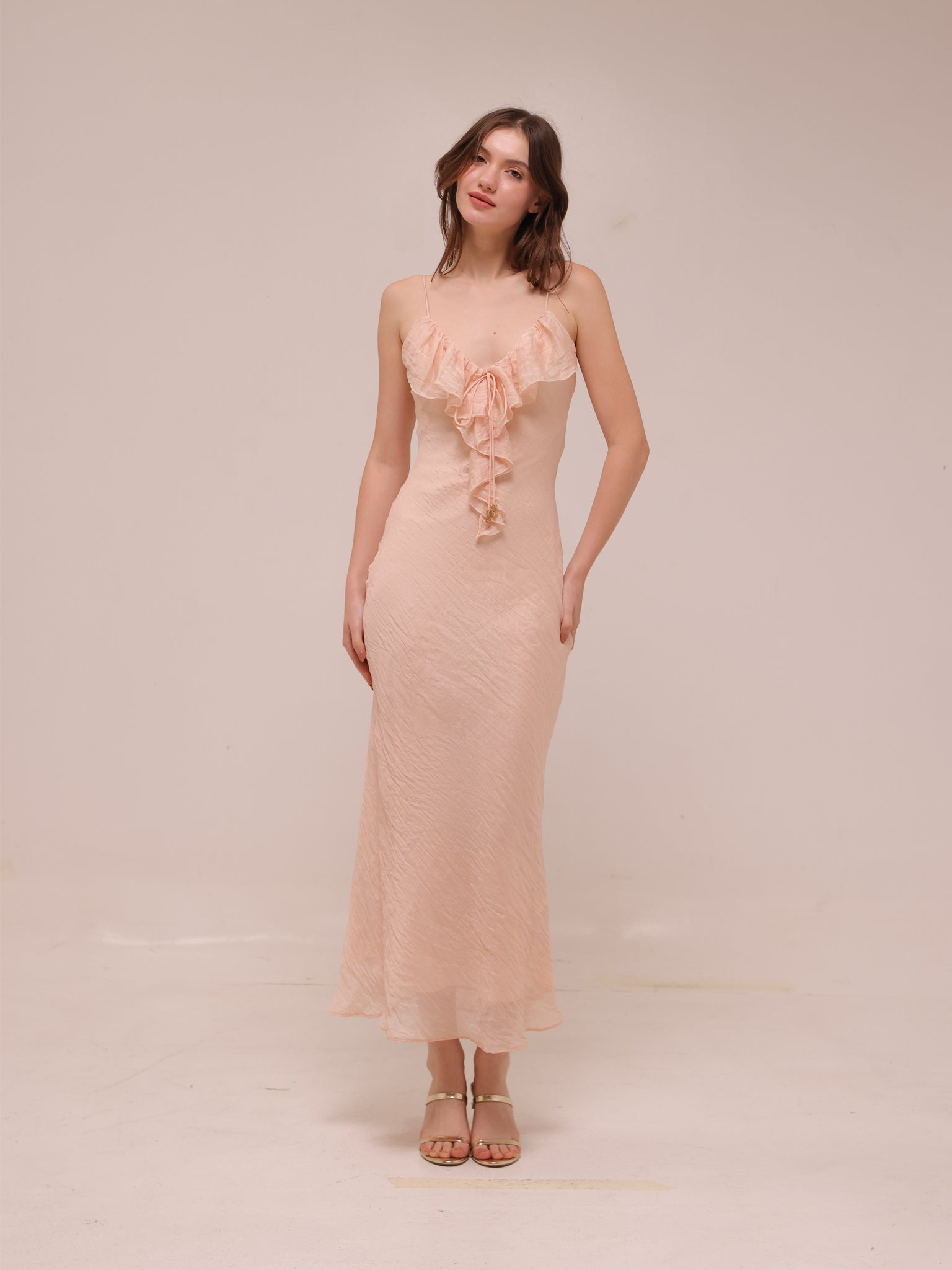 Ruffled Midi Slip Dress